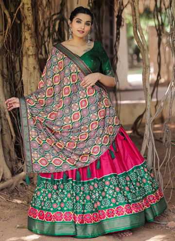 Navratri Special Pink Dola Silk Foil Printed Work Lehenga Choli